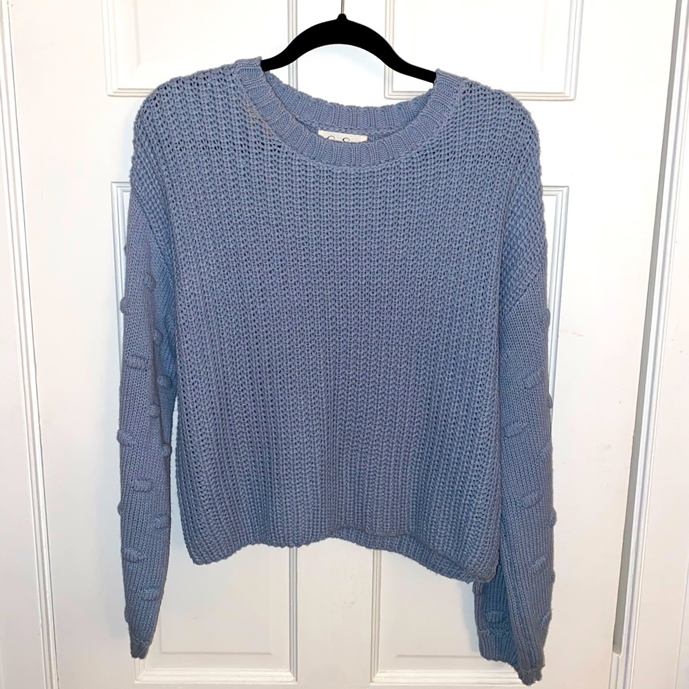 Cropped Blue Knit Sweater